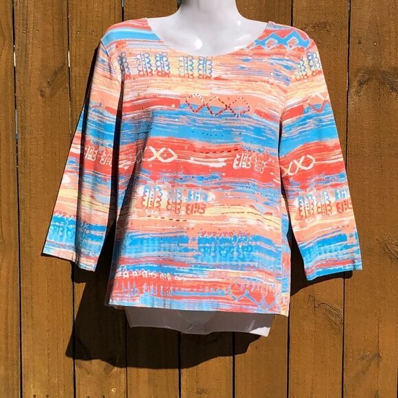 Christina Hope Scoop Neck Beachy Tee 3/4 Sleeve - Picture 2 of 4